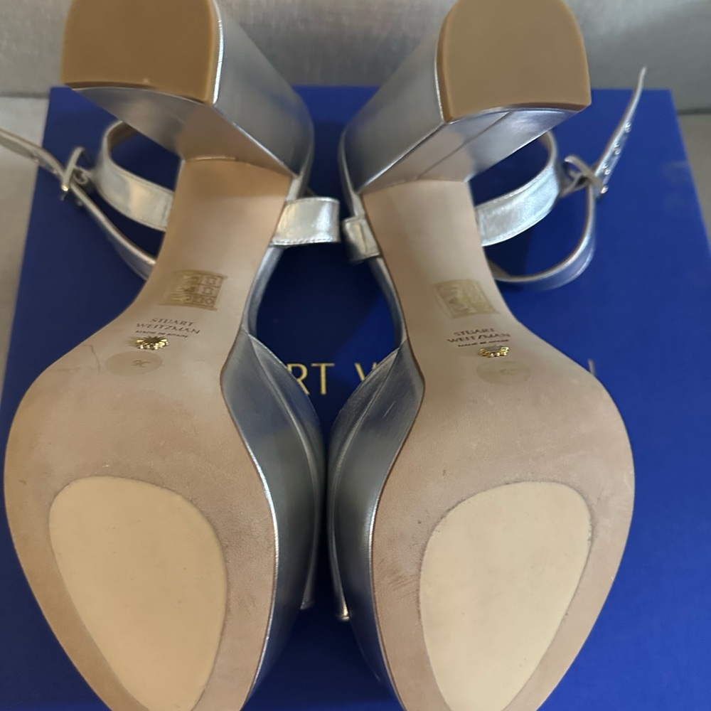 Stuart Weitzman Ryder Silver Platform Sandals Siz… - image 4
